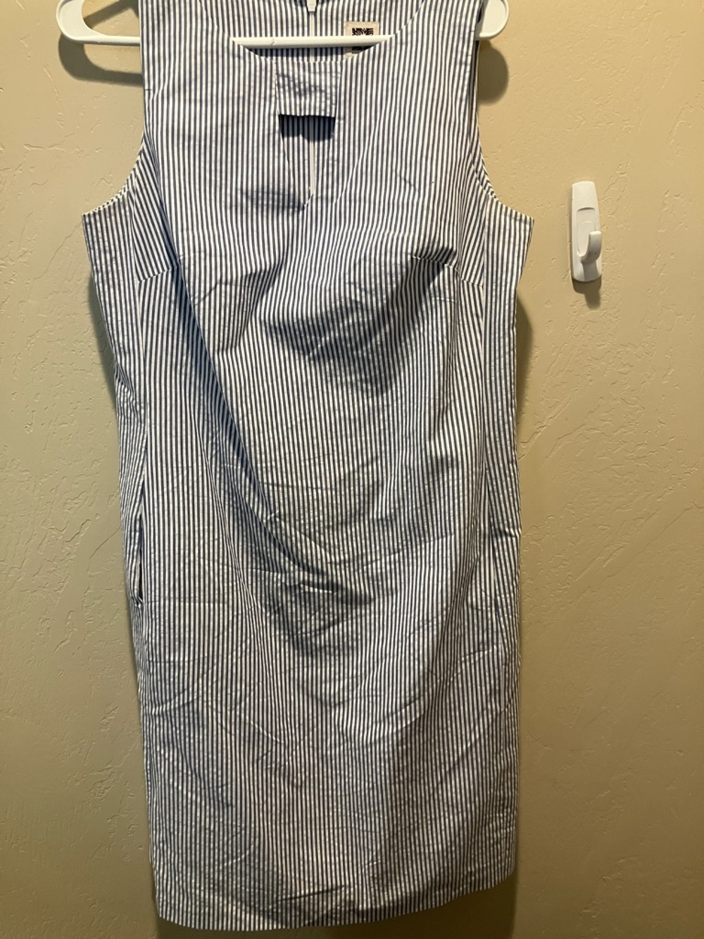 NWOT Anne Klein Size 8 Sleeveless Vertical Stripe Sheath Dress - Blue & White